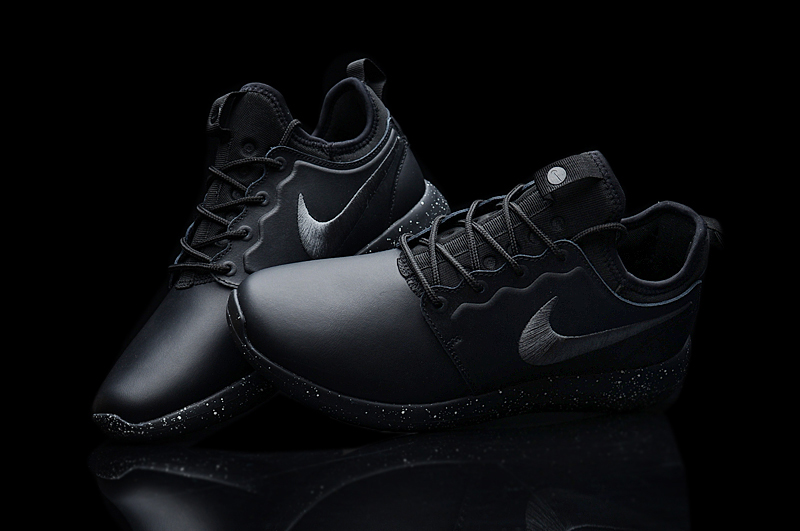Women Nike Roshe 2 Leather PRM All Black Shoes - Click Image to Close